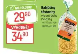 Globus Babiččiny těstoviny nabídka