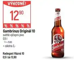Globus Gambrinus Originál 10 světlé výčepní pivo nabídka