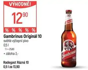 Globus Gambrinus Originál 10 světlé výčepní pivo nabídka