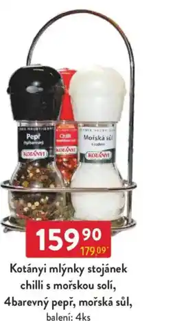 Qanto Kotányi mlýnky stojánek chilli s mořskou solí, 4barevný pepř, mořská sůl nabídka