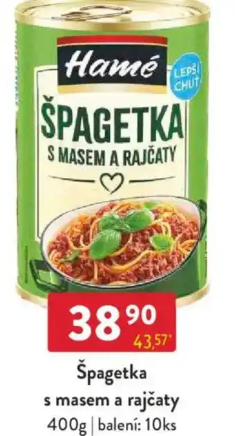 Qanto Hamé Špagetka s masem a rajčaty nabídka