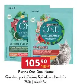 Qanto Purina One Dual Natue Cranberry s kuřecím, Spirulina s hovězím nabídka