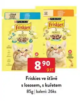 Qanto Friskies ve šťávě s lososem, s kuřetem nabídka