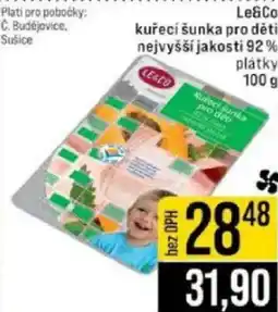 Jip Le&Co kuřecí šunka pro děti nejvyšší jakosti 92% platky nabídka