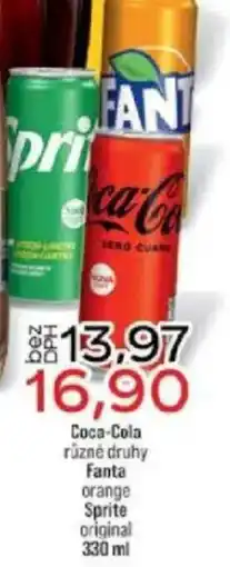 Jip Coca-Cola různé druhy Fanta orange Sprite original nabídka