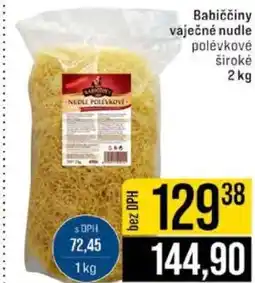Jip Babiččiny vaječné nudle polévkové široké 2 kg nabídka