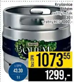 Jip Krušovice Bohem světlý ležák 30 l nabídka
