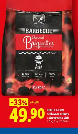 Lidl GRILL & FUN Grilovací brikety z dřevěného uhlí nabídka