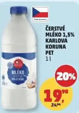 Penny Market Čerstvé mléko 1,5% karlova koruna pet nabídka