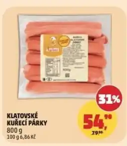 Penny Market Klatovské kuřecí párky nabídka