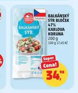Penny Market BALKÁNSKÝ SÝR BLOČEK 47% KARLOVA KORUNA nabídka