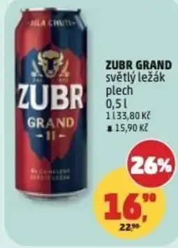 Penny Market Zubr grand světlý ležák nabídka