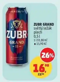 Penny Market ZUBR GRAND světlý ležák plech nabídka