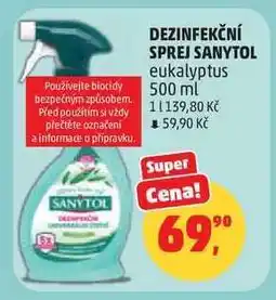 Penny Market DEZINFEKČNÍ SPREJ SANYTOL eukalyptus 500 ml nabídka
