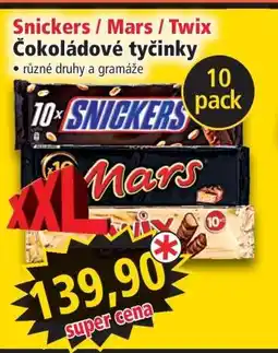 Norma Snickers, Mars, Twix nabídka