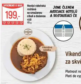 Globus Hovězí vídeňská roštěná se smaženou cibulí a dušenou rýží nabídka