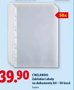 Lidl CRELANDO Zakládací obaly na dokumenty A4 - 50 kusů balení nabídka