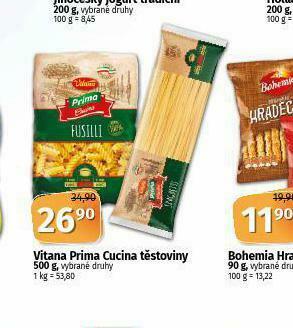 Coop Vitana prima cucina těstoviny nabídka