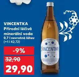 Kaufland VINCENTKA Přírodní léčivá minerální voda nabídka