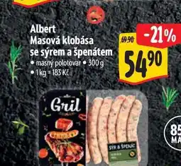 Albert Albert Masová klobása se sýrem a špenátem nabídka