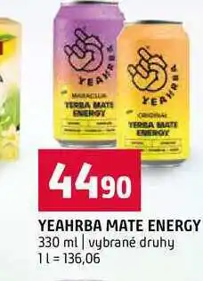 Terno YEAHRBA MATE ENERGY 330 ml vybrané druhy nabídka