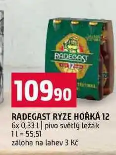 Terno RADEGAST RYZE HOŘKÁ 12 6x 0,33l pivo světlý ležák nabídka