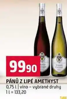 Terno PÁNŮ Z LIPÉ AMETHYST 0,75l vino vybrané druhy nabídka