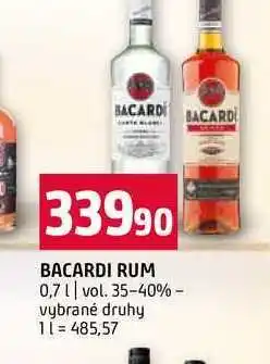 Terno BACARDI RUM 0,7l vol. 35-40% vybrané druhy nabídka