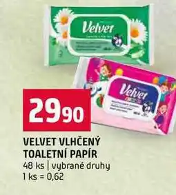 Terno VELVET VLHČENÝ TOALETNÍ PAPÍR 48 ks vybrané druhy nabídka