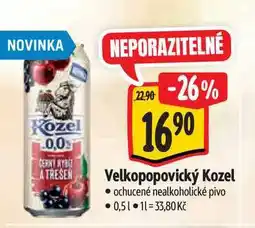 Albert Velkopopovický Kozel ochucené nealkoholické pivo nabídka