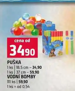 Terno PUŠKA 1 ks 18,5 cm 1 ks 37 cm VODNÍ BOMBY 111 ks nabídka