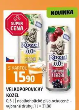 Terno VELKOPOPOVICKÝ KOZEL 0,5l nealkoholické pivo ochucené vybrané druhy nabídka