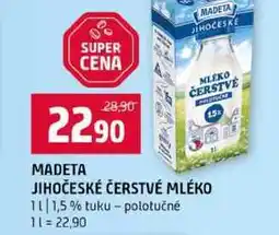 Terno MADETA JIHOČESKÉ ČERSTVÉ MLÉKO 1l 1,5% tuku polotučné nabídka
