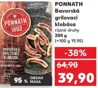 Kaufland PONNATH Bavorská grilovací klobása nabídka