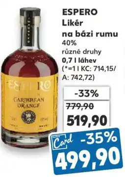 Kaufland ESPERO Likér na bázi rumu 40% nabídka