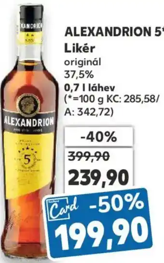 Kaufland ALEXANDRION 5* Likér nabídka