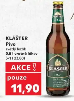 Kaufland KLÁŠTER Pivo světlý ležák nabídka