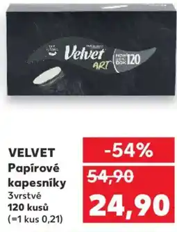 Kaufland VELVET Papírové kapesníky nabídka