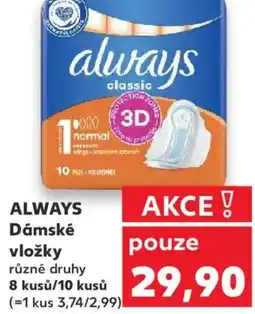 Kaufland ALWAYS Dámské vložky nabídka