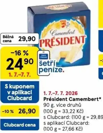 Tesco Président Camembert nabídka