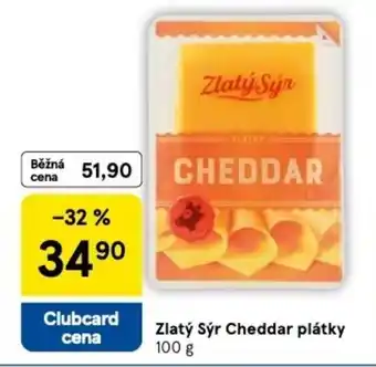 Tesco Zlatý sýr Cheddar plátky nabídka
