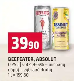Terno BEEFEATER, ABSOLUT nabídka