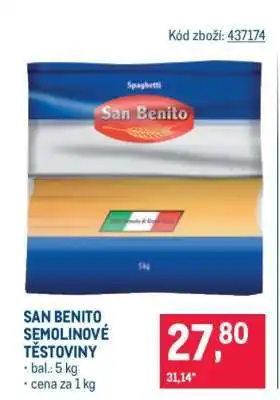 Makro SAN BENITO SEMOLINOVÉ TĚSTOVINY nabídka