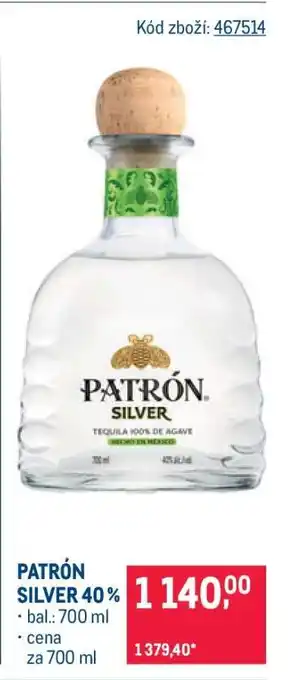 Makro PATRÓN SILVER 40 % nabídka