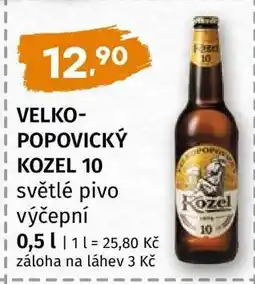 Terno VELKOPOPOVICKÝ KOZEL 10 světlé pivo výčepní nabídka