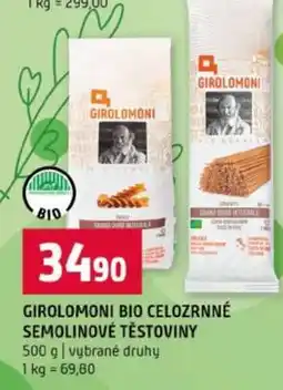Terno GIROLOMONI BIO CELOZRNNÉ SEMOLINOVÉ TĚSTOVINY nabídka