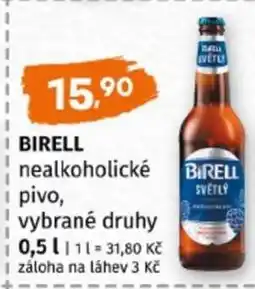 Terno BIRELL nealkoholické pivo, vybrané druhy nabídka