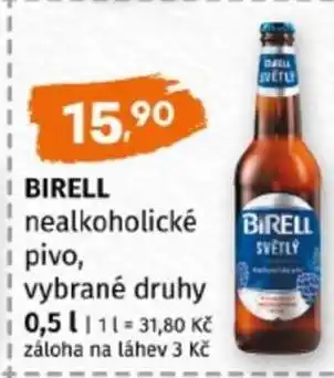 Terno BIRELL nealkoholické pivo, vybrané druhy nabídka