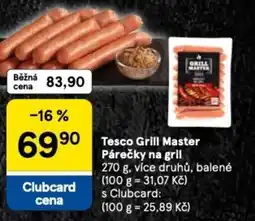 Tesco Tesco Grill Master Párečky na gril nabídka