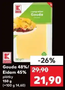 Kaufland Gouda 48%/Eidam 45% plátky nabídka